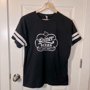 LAT black & white Shiner Beers retro graphic jersey football ‘Referee’ tee sz L